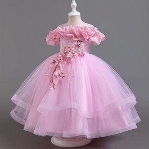 <span class=keywords><strong>Robe</strong></span> de bal d'été élégante pour adolescentes, robes de soirée pour filles avec col rond et décoration florale ALP-0031 Vêtements pour enfants - Product Image 5