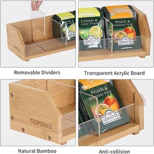 Bamboo <b>Tea</b> Bag Storage <b>Box</b> With Compartments For Drawer Organizer Office Desktop Use - Product Image 4