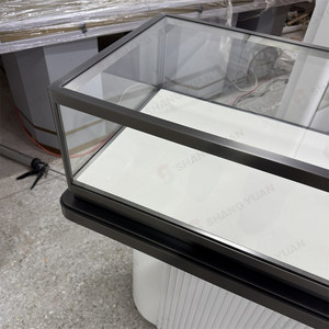 Nhà máy tùy chỉnh chất lượng cao màu đen chải thép không gỉ đồ trang sức hiển thị tủ LED chiếu sáng truy cập - Product Image 5