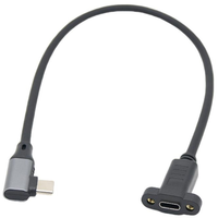 Câble d'extension USB 3.1 Type-C Gen2 mâle vers femelle à angle de 90 degrés avec gaine en PVC et fixation par vis pour moniteur