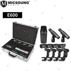 MICSOUNG Drum Kit E600 Drum Microphone Package for Studio Recording by Miking a Drum Set in Several Applications
