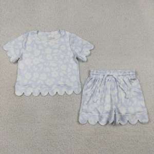 Ensembles de vêtements décontractés pour tout-petits RTS, motifs floraux mignons, pour petites filles, avec bordure festonnée, 95% coton, vêtements décontractés pour enfants - Product Image 2