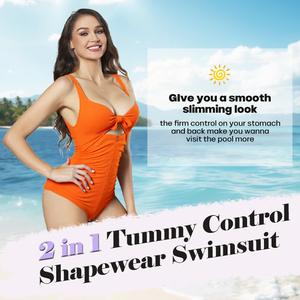 Maiô de Praia em Cor Sólida com Controle de Abdômen e Modelagem para Mulheres - Product Image 5