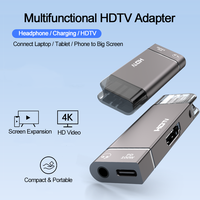 Adaptateur USB Type-C 3 en 1, station d'accueil, audio 3,5 mm, 4K HDTV, PD 100W, charge rapide, alliage d'aluminium, tout neuf, PC, ordinateur portable, mobile