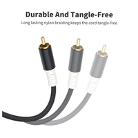 Câble RCA plaqué or, 2 RCA mâles vers 1 RCA femelle, câble convertisseur de signal audio stéréo pour haut-parleur, amplificateur, home cinéma