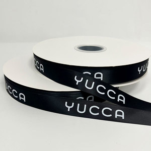 Ruban en satin double face noir très populaire, 25 mm, ruban personnalisé avec logo imprimé, impression sérigraphique, 100 % polyester de haute qualité - Product Image 2