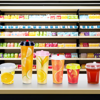 Gobelets en plastique pour bubble tea réutilisables et jetables personnalisés AT PACK avec couvercles pour personnalisation avec logo 16oz 24oz Gobelets en PP givrés