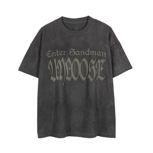 เสื้อยืดแขนสั้นผู้ชายสีพื้นสไตล์สตรีทหลวมๆ ผ้าฝ้าย 100% พิมพ์ลายโลโก้แบบสกรีน รุ่นใหม่ประจำฤดูร้อน - Product Image 5