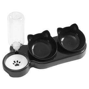 Station d'alimentation pour chats avec distributeur d'eau automatique, double bol pour chats, conception anti-renversement, forme arrondie - Product Image 5