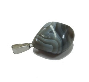 จี้หินอาเกตสีเทาห้อยคอหินบำบัดจี้หินก้อนเล็กๆสร้อยคอพลอยอัญมณี - Product Image 1