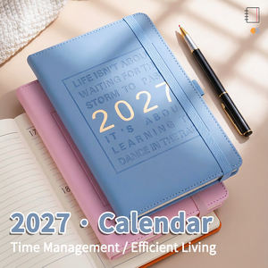 Agenda Diaria 2027, Libreta de 365 Días, Calendario en Inglés A5, Cubierta de Cuero, Encuadernación Cosida con Hilo, Correa para Mayor Eficiencia - Product Image 1