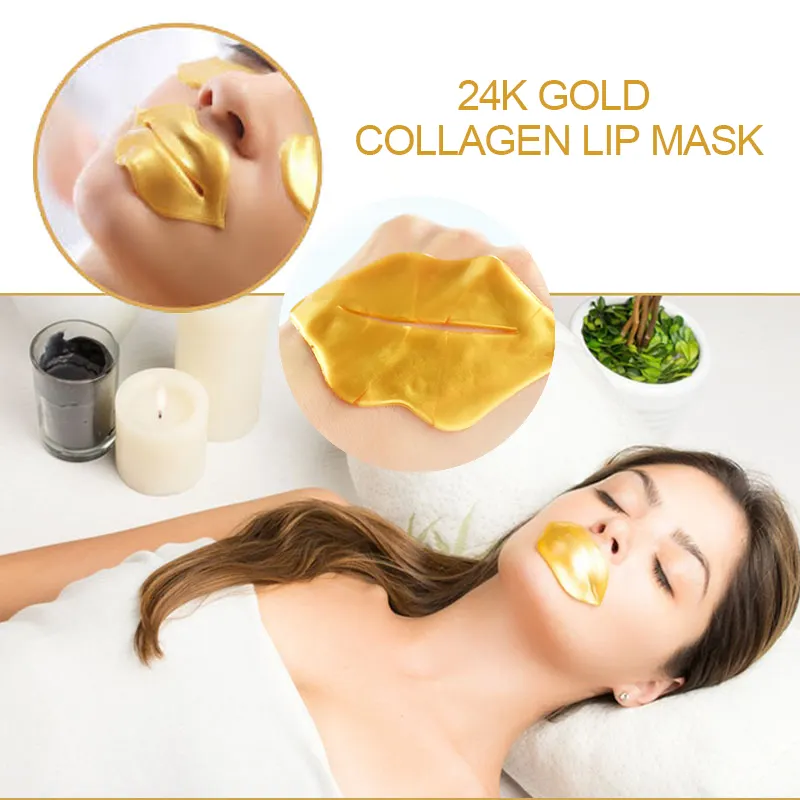 Private Label Korean Organic Pink 24K Gold Moisturizing Collagen Hydrating Lip Sleeping Patch Mask