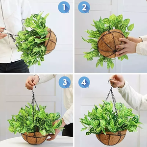 Grand pot suspendu rond en fibre de coco fait à la main pour jardin, <span class=keywords><strong>panier</strong></span> à fleurs pour décoration - Product Image 3