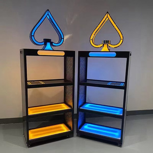 MVP Club LED Illuminated Liquor Cabinet 3 Tier Iron <b>Bar</b> <b>Rack</b> For KTV Wine Beer Storage - Product Image 3