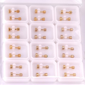 Boucles d'oreilles à vis en acier inoxydable plaqué or 18 carats avec zircon, forme cylindrique, prix usine, faible MOQ - Product Image 3