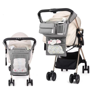 Organizador multifuncional con diseño de logotipo personalizado para cochecito de bebé, bolsa colgante con portabotellas, almacenamiento, cambio de pañales - Product Image 4