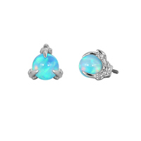 GZN ASTM F Titane Dragon Claw Prong Set Bleu Blanc Rose Violet Opale Pierre 16G Labret Helix Boucle d'oreille à filetage interne