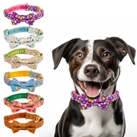 Nouvel ensemble collier et nœud papillon en polyester pour animaux de compagnie (chats et chiens) avec accessoires en alliage robuste INS toutes saisons