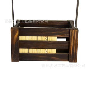 Caja de almacenamiento de madera maciza rectangular con asa de metal para libros, revistas y ropa - Product Image 5