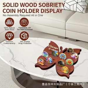 Wooden Commemorative Coin Shelf Multi Tiered Display Rack <b>Desktop</b> <b>Stand</b> For Collectible Coins Medal Organizer Retro Color - Product Image 5