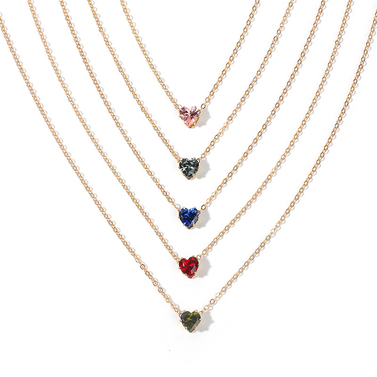Trendz Simple alliage femmes Strass collier Gravé Coeur Charme Collier chaîne