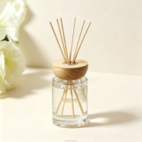 Diffuseur d'arômes en verre gravé avec couvercle en bois de qualité européenne, 150 ml, 120 ml, diffuseur d'ambiance pour la maison