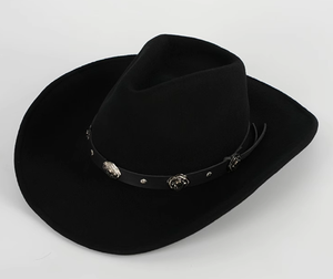 CD W674 Nouvelle Mode Chapeau Fedora Décontracté en Feutre 100% Laine avec Décoration Métallique Gaufrée, Style Unisexe, Bord Large Rigide, Quatre Saisons - Product Image 6