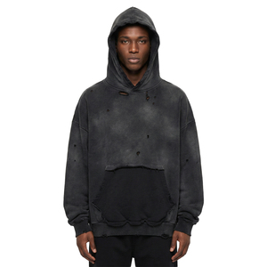 TOPSHOW Kledingfabrikanten Op Maat Gemaakt French Terry 100% katoen Oversized Vintage Acid Wash Geripte Verweerde Hoodie Sweatshirt - Product Image 1