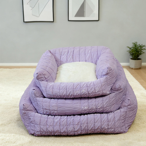 Cama de Lujo para Mascotas, Tejido Impermeable, Color Morado y Blanco, Fibra, Rectangular, Diferentes Tamaños, Logotipo Personalizado, Cama para Mascotas de Interior - Product Image 2