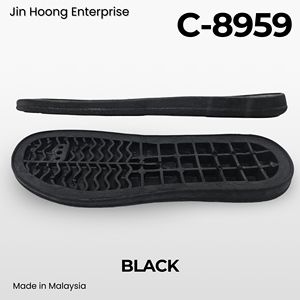 Jin Hoong Men C-8959 Semelle extérieure en PVC noir résistante à l'eau, antidérapante, durable, épaisseur 25 mm, fabriquée en Malaisie - Product Image 2