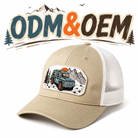 Großhandel Zweifarbige Trucker-Kappe Outdoor Berg Geländefahrzeug Stickerei-Patch Gebogener Schirm Sommer Outdoor Unisex Mesh-Kappe