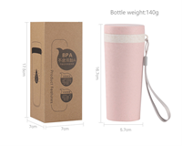 Tuoda Bio plastique paille de blé 300ml 10OZ sans BPA boisson écologique thé café bouteille d'eau avec couvercle et corde