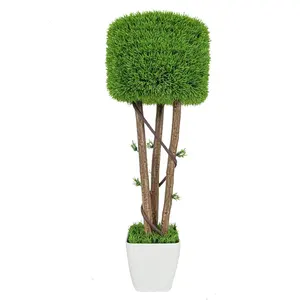 Promozione forniture da giardino in plastica UV protetta finta arte topiaria verde Bonsai albero artificiale in vaso per la decorazione della porta del giardino