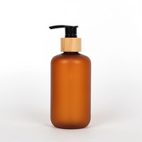 Emballage cosmétique personnalisé 60ml 120ml 250ml 500ml Bouteille de shampooing en plastique PET ambré en bambou Pot de crème pour le corps et les soins de la peau