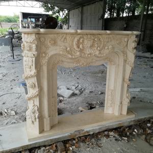 <span class=keywords><strong>Chimenea</strong></span> de mármol antigua moderna de Refine Stone Beige Color crema Decoración eléctrica independiente del hogar - Product Image 6