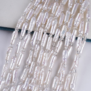Perlas Barrocas Blancas de Agua Dulce Naturales de 5-6 mm, Cuentas Sueltas para Hacer Joyas y Collares, Forma Cilíndrica de Patata - Product Image 1