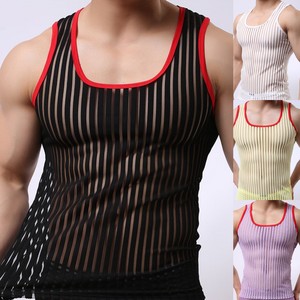 Débardeur en maille rayé pour homme, respirant, séchage rapide, streetwear, sous-vêtement de sport - Product Image 1