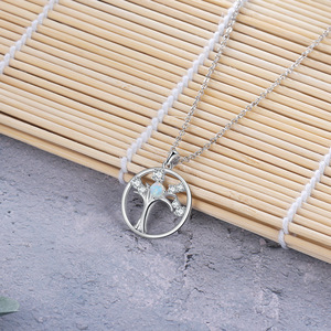 Collar con Colgante de Árbol de la Vida en Plata de Ley 925 con Baño de Rodio y Ópalo, Joyería de Moda para Mujer, Regalo - Product Image 3