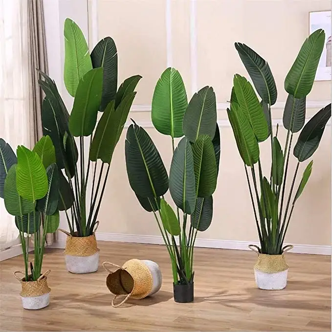 Albero vaso per arredamento per la casa finto albero di banana foglie di palma artificiale viaggiatore finto albero di banane