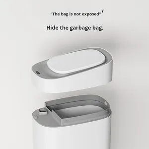 Poubelle intelligente en plastique avec capteur, nouvelle en 2023, pour la maison, la salle de bain, le salon, les toilettes, avec couvercle, espace étroit, électrique - Product Image 2