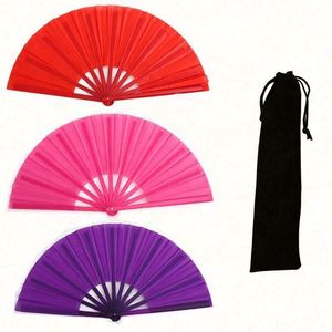 Éventail chinois pliable personnalisé en tissu imprimé sur une face, 33 cm, grand éventail de kung-fu - Product Image 6