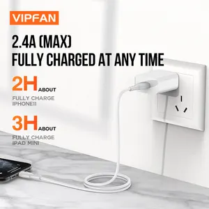 VIPFAN سريع USB الجدار مجموعة الشاحن مع كابل مايكرو 1m V8