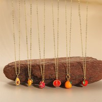 Hete Aanbiedingen 18k verguld messing fruitketting met banaan, druif, sinaasappel, aardbei voor dames sieraden