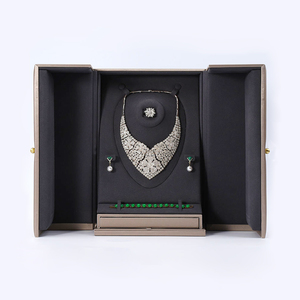 Neue Luxuriöse Schmuck-Verpackungsbox mit Doppeltür und Individuellem Logo, Quadratische Hölzerne <span class=keywords><strong>Display</strong></span>-Schmuckschatulle mit Großem Stauraum für Halsketten, Anhänger und Ringe - Product Image 3