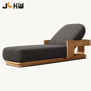 Meubles de patio en bois de teck hôtel terrasse chaise longue extérieur lit de repos tous temps teck <span class=keywords><strong>jardin</strong></span> piscine plage chaise longue avec coussins - Product Image 5