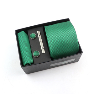 Set regalo da 7cm con cravatta quadrata sciarpa da uomo gemello tre pezzi verde salvia rosa blu vino rosso a righe cravatta - Product Image 5