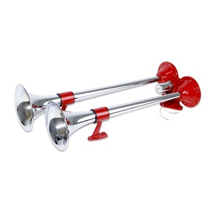 Wenle, klaxon à air universel électronique double <span class=keywords><strong>trompette</strong></span> de haute qualité, 65 cm, 12/24 V, double <span class=keywords><strong>trompette</strong></span> longue, pour camion, fourgon, train, bus - Product Image 1
