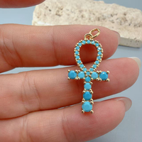 Pendentifs Croix Turquoise pour Femmes, Breloques Clé Croix pour Fabrication de Bijoux, Accessoires pour Colliers et Bracelets Femme