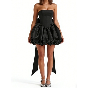 Robe Courte Bustier Nœud Papillon Sexy à Bretelles Fendue pour Soirée – Robes Tendance pour Femme - Product Image 1