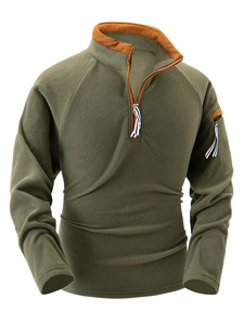 2025 abito comodo da uomo traspirante autunno Pullover <span class=keywords><strong>POLO</strong></span> giacca mezza cerniera maniche lunghe scollo a V Top in pile - Product Image 4